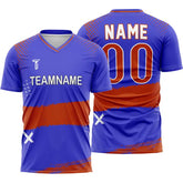 Custom Blue Red Strokes Team Soccer Jersey